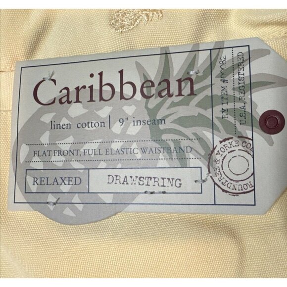 Caribbean Silk Shorts Mens 38 Chino Relaxed Elastic Waist Coastal Resort‎ 9" NEW - Picture 3 of 7
